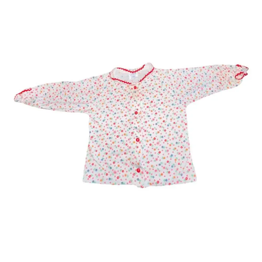 Authentic 70s Carter's Floral‎ Ruffle Top Shirt Made in USA 18 Mo